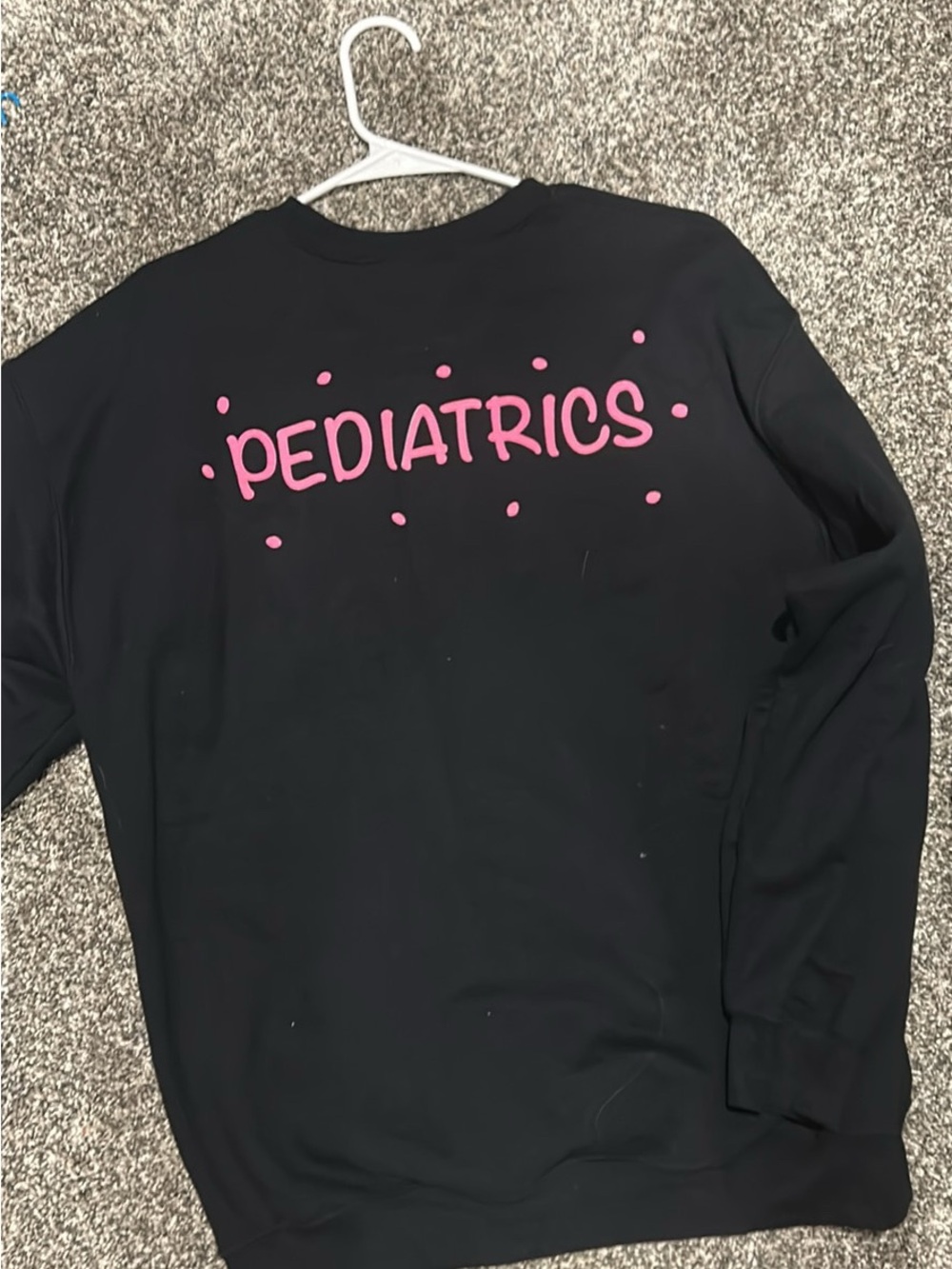 Gildan Black Women's Sweatshirt with Pink "Pediatrics" Print